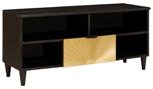 TV szekrény fiókkal Fekete és Arany 100 x 33 x 46 cm Faanyag