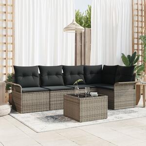 Kerti Kanapé Szett párnával tárolóval 6 pcs Szürke Poli rattan