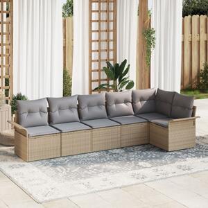 Kerti Kanapé Szett párnával tárolóval 6 pcs Bézs Poli rattan