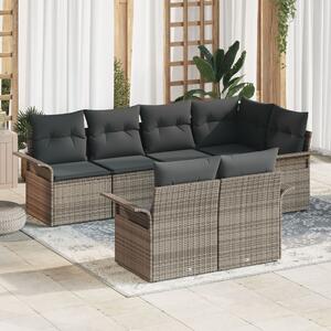 Kerti Kanapé Szett párnával tárolóval 7 pcs Szürke Poli rattan