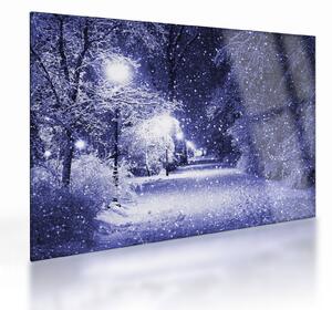 Kép - varázslatos téli éjszaka (üvegen) (70x50 cm)