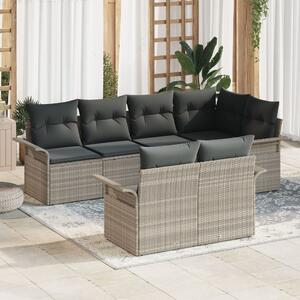 Kerti Kanapé Szett párnával 7 pcs Világosszürke Poli rattan