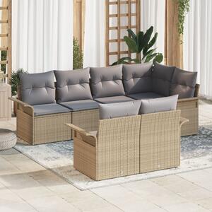 Kerti Kanapé Szett párnával tárolóval 7 pcs Bézs Poli rattan