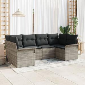 VidaXL Kerti Kanapé Szett tárolóval 6 pcs Világosszürke Poli rattan
