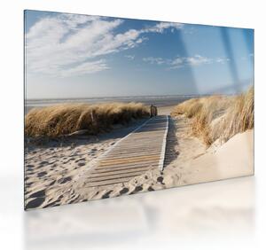 Kép - Homokos strand Langeoog szigetén, Németországban (üvegen) (70x50 cm)