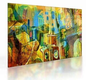 Kép - Építészet, kubista absztrakció (üvegen) (70x50 cm)
