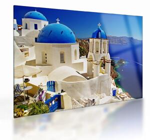 Kép - Santorini, Görögország (üvegen) (70x50 cm)