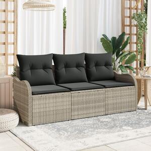 Kerti Kanapé Szett tárolóval 3 pcs Világosszürke Poli rattan