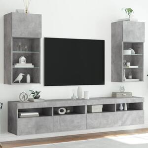 2 db betonszürke TV-szekrény LED-világítással 40,5 x 30 x 90 cm