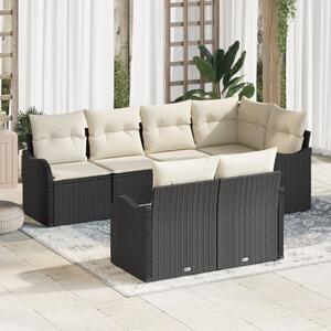 Kerti Kanapé Szett tárolóval 7 pcs Fekete Poli rattan