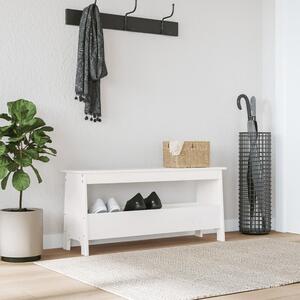 Tömör fenyőfa előszobai pad fehér 100 x 28 x 45 cm