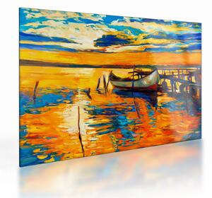 Kép - Hajó naplementekor (üvegen) (70x50 cm)