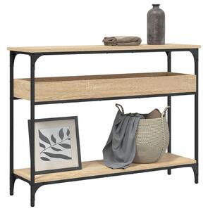 Sonoma tölgyfa konzolasztal polccal 100 x 29 x 75 cm rétegelt fából