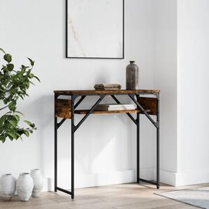 Füstös tölgy színű szerelt fa tálalóasztal polccal 75x30x75 cm