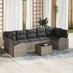 Kerti Kanapé Szett 8 pcs Szürke 289 x 124 x 69 cm polirattan