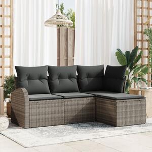 Kanapé Szett párnával tárolóval 4 pcs Szürke polirattan