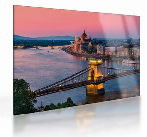 Kép - panoráma a városra, Budapest, Magyarország (üvegen) (70x50 cm)