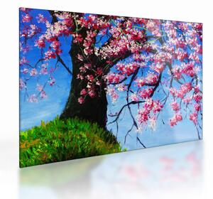 Kép festett cseresznyevirágok (üvegen) (70x50 cm)