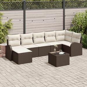 VidaXL Kanapé Szett párnával tárolóval 8 pcs Barna polirattan
