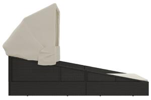 VidaXL fekete polyrattan napágy összecsukható tetővel 200x114x128 cm