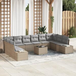 Kerti Kanapé Szett 10 pcs Beige és Világosszürke Polyrattan