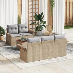 Kerti Kanapé Szett 6 pcs Beige és Világosszürke polirattan
