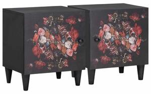 Éjjeli szekrény ajtóval 2 pcs Fekete 40 x 33 x 46 cm