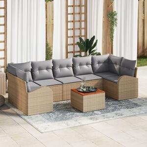Kerti Kanapé Szett 8 pcs Beige és Világosszürke polirattan