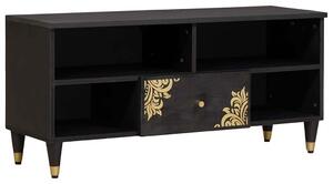 TV szekrény fiókkal Fekete 100 x 33 x 46 cm Tömör Mangófát