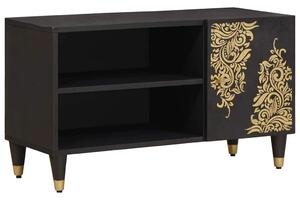 TV szekrény polcokkal Fekete 80 x 33 x 46 cm Tömör Mangófát