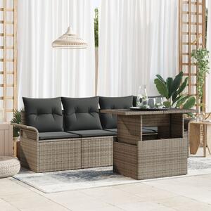 Kerti Kanapé Szett párnával tárolóval 5 pcs Szürke Poly Rattan