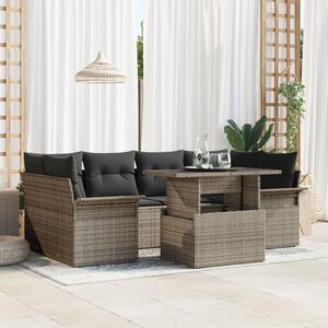 Kerti Kanapé Szett 7 db Szürke [Műanyag]: Poly Rattan