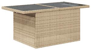 11 Darabos Kert Sofa Készlet Párnákkal Bézs Poli Rattan, 2 Személyes Kert Sofa Tárolóval és Párnákkal Bézs Poli Rattan