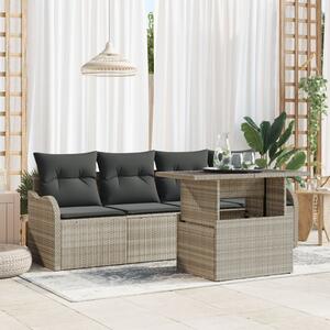 Kerti Kanapé Szett párnával 5 pcs Világosszürke Poly Rattan