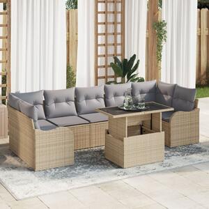 Kerti Kanapé Szett párnával tárolóval 8 pcs Bézs Poly Rattan