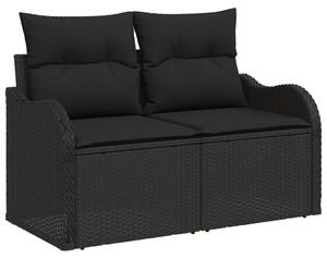 Kerti Kanapé Szett párnával párnával 9 pcs Fekete Poly Rattan