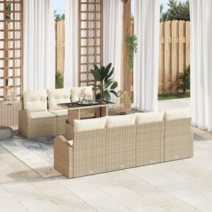 Kerti Kanapé Szett párnával tárolóval 8 pcs Bézs Poly Rattan