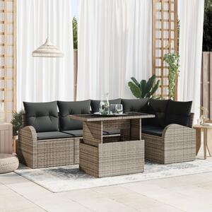Kerti Kanapé Szett párnával tárolóval 6 pcs Szürke Poli rattan