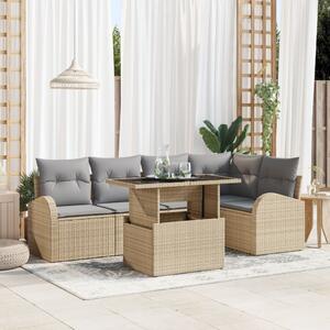 Kerti Kanapé Szett párnával tárolóval 6 pcs Bézs Poli rattan