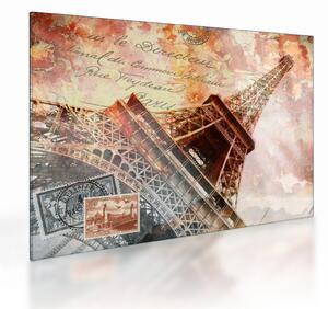 Kép - Eiffel-torony vintage stílusban (üvegen) (70x50 cm)