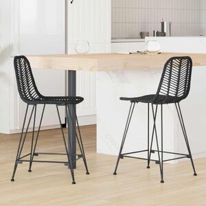 Bárszék 2 pcs Fekete 44,5 x 54,5 x 97,5 cm Rattan és Vas