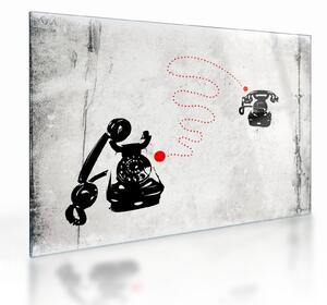 Kép - Telefon rajza Banksy stílusában (üvegen) (70x50 cm)
