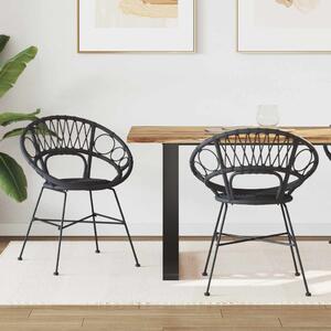 Étkezőszék 2 pcs Fekete 65 x 55,5 x 81 cm Rattan és Vas