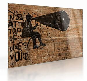 Kép - Férfi kerékpáron Banksy stílusában (üvegen) (70x50 cm)