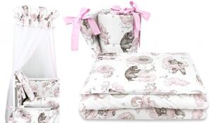 Baby Shop 4 részes babaágynemű - Felhőn alvó állatok rózsaszín