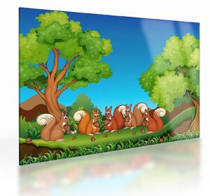 Kép - boldog mókusok (üvegen) (70x50 cm)