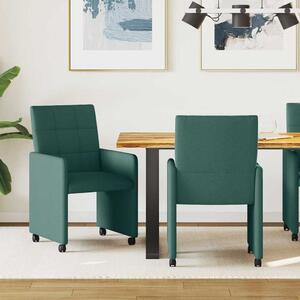 Kerekes Étkező Székek 2 pcs Sötétzöld 58 x 65 x 94 cm szövet