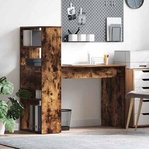 Asztal polcokkal Füstölt tölgy 113 x 54 x 120 cm Faanyag