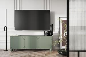 Sonatia II háromajtós TV szekrény, gömb lábakon - 150 cm - oliva színű