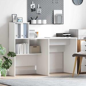 Asztal polcokkal tárolóval Fehér 131.5 x 50 x 106.5 cm Faanyag